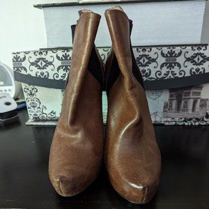 Jessica Simpson Brown Leather Platform Heeled Boots